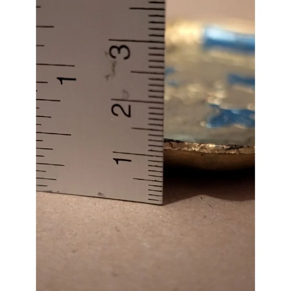 Italian Florentine Blue Gold Resin Coasters Trinket Dishes Set Of 4 4-Inch Round - Picture 7 of 16